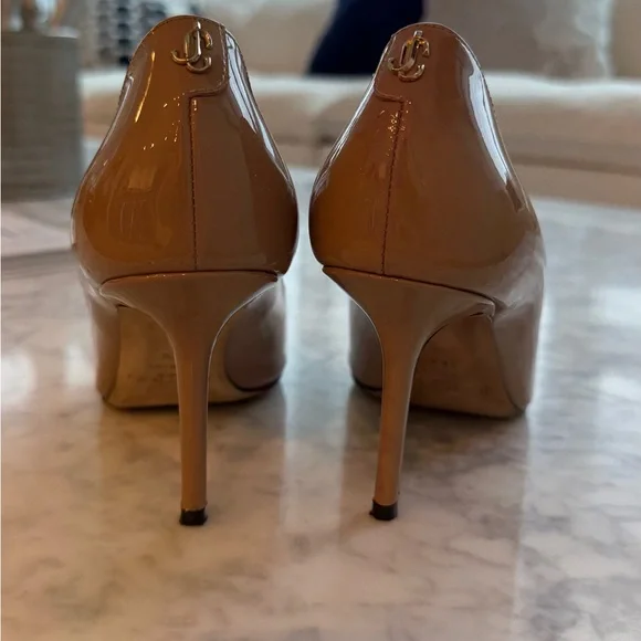 β¨ Authentic Jimmy Choo Light Brown Patent Leather Classic Pumps β Size 38.5 β¨ - Picture 3 of 5